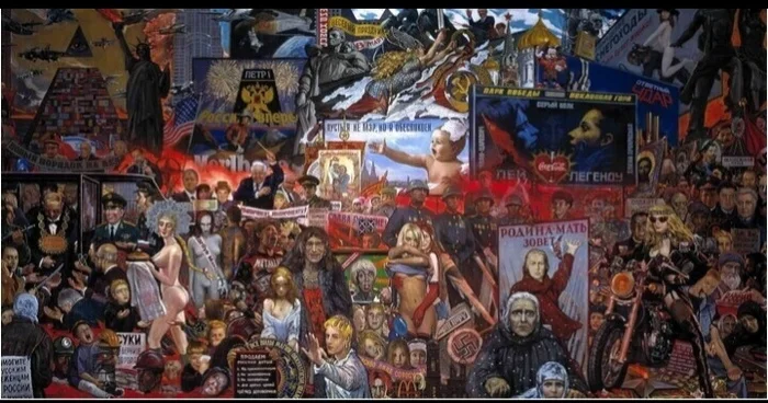 Painting by Ilya Glazunov The Market of Our Democracy 1999 - Politics, Russian literature, Longpost