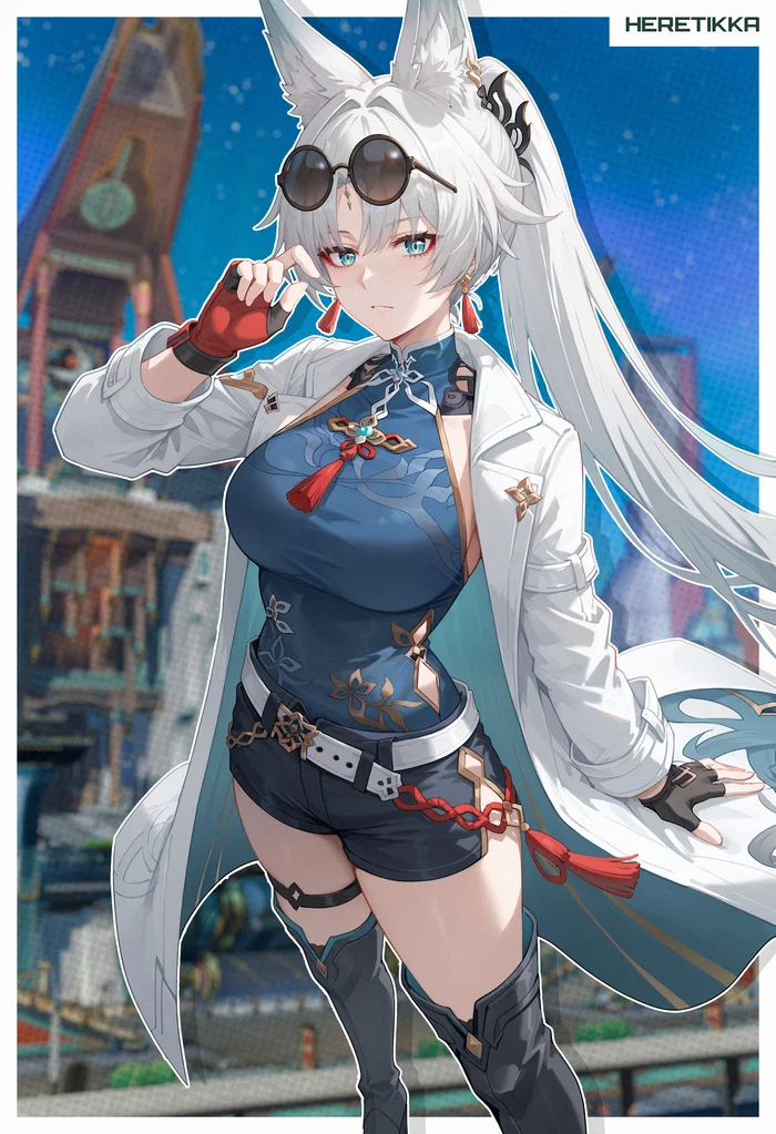 Feixiao - Anime art, Anime, Honkai: Star Rail, Feixiao (Honkai: Star Rail), Animal ears, Kitsune, Neural network art