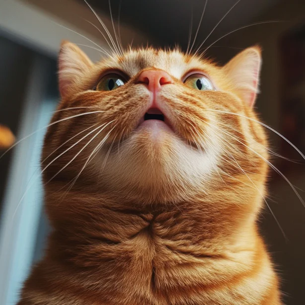 Guess what this cat saw? - cat, Fluffy, Milota, Pet the cat, Tricolor cat, Cat lovers, Humor, Kittens, Paws, Fat cats, Pets, Redheads, The photo, Sight