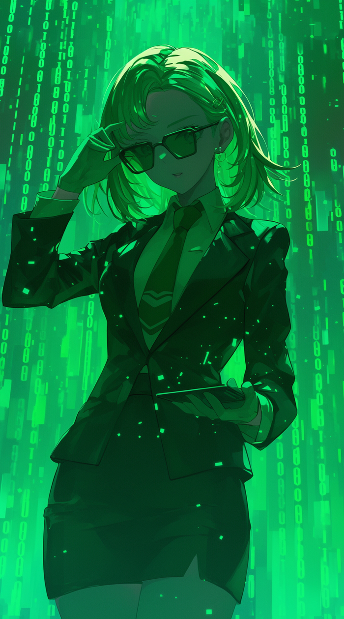 Mom's hacker Amelia in the Matrix Anime Art,  , Virtual YouTuber, Hololive, Watson Amelia, ,  ()