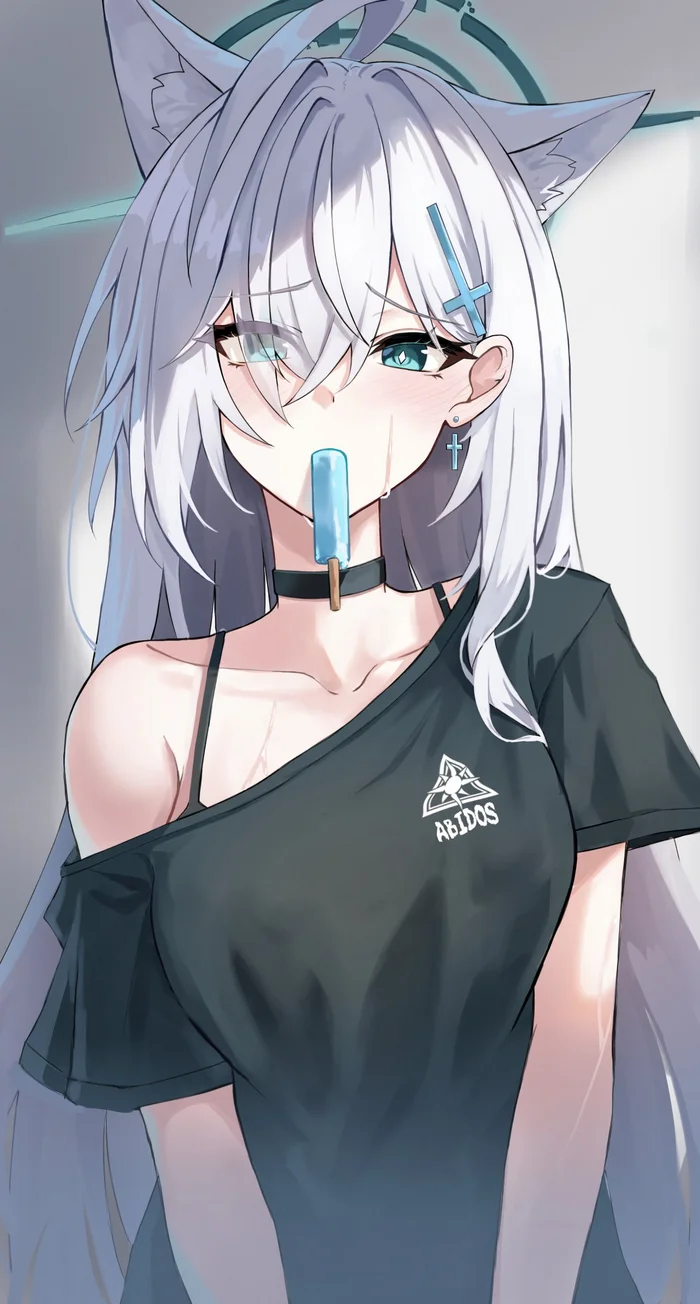 Shiroko - Blue archive, Sunaookami Shiroko, Shiroko Terror, Арт, Девушки, Игры, Anime Art, Аниме, Мороженое, Animal Ears