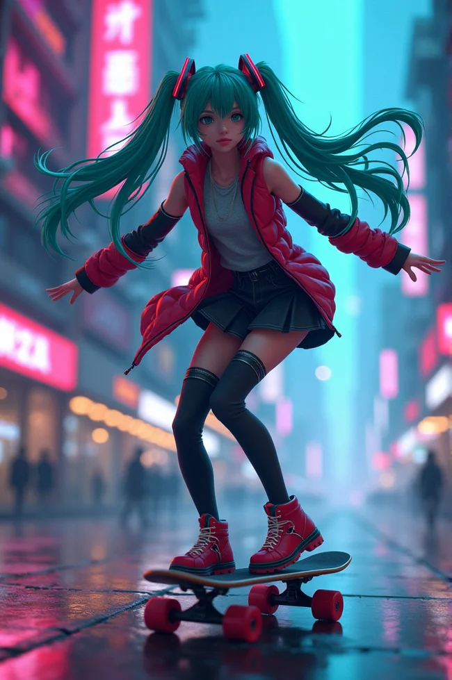 A little more Miku - My, Neural network art, Anime, Flux, Hatsune Miku, Longpost