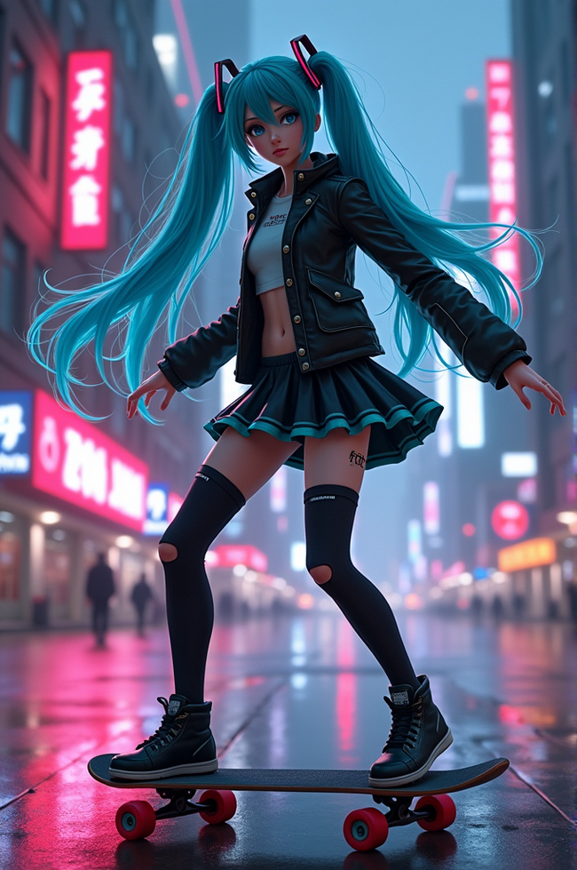 A little more Miku - My, Neural network art, Anime, Flux, Hatsune Miku, Longpost