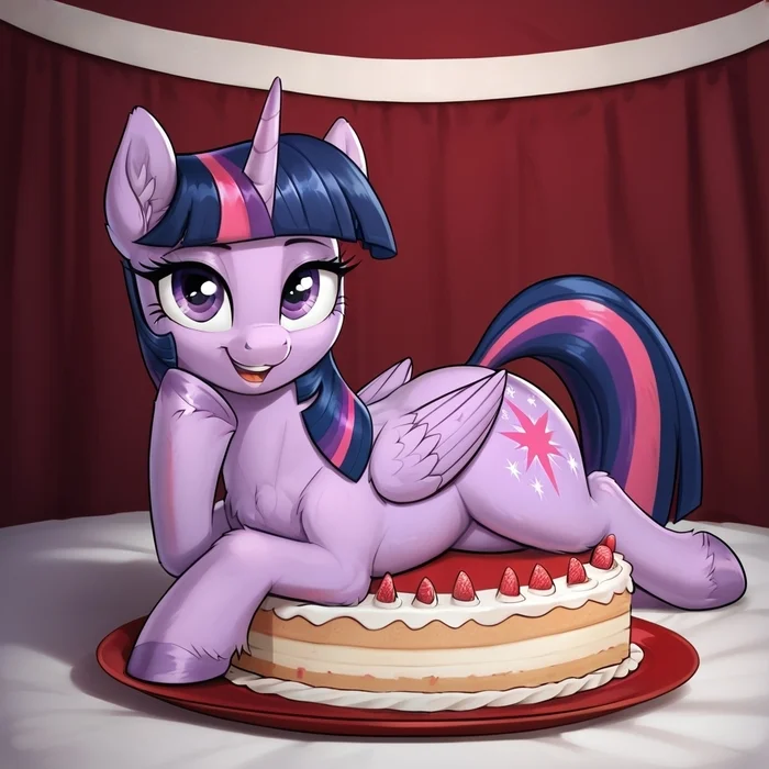 Birthday Twily! - Моё, Арты нейросетей, My Little Pony, PonyArt, Twilight sparkle