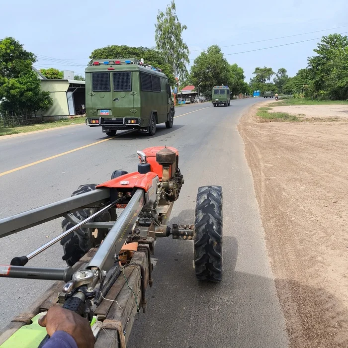 Melanesia Travel Diary. Cambodia. Day 83. Even on a Tractor - My, Travels, Drive, Around the world, Life stories, Camping, Informative, Video, Vertical video, Longpost, Hitch-hiking, Cambodia, The photo