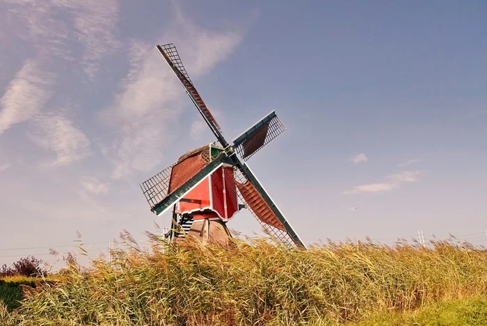 Red Mill - My, The photo, Netherlands (Holland), Nature, Windmill