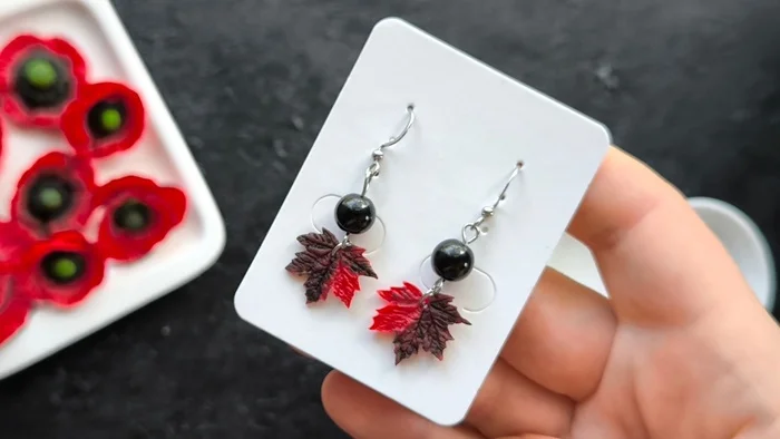 Earrings with maple leaves - My, Needlework without process, Polymer clay, Лепка, Earrings, Longpost, Series Earrings