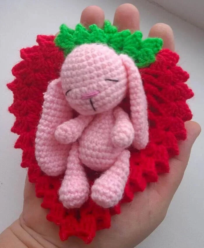 Bunny Bead crocheted - My, Needlework without process, Crochet, Knitted toys, Knitting, Amigurumi, Knitting, Author's toy, Plush Toys, Master Class, Soft toy