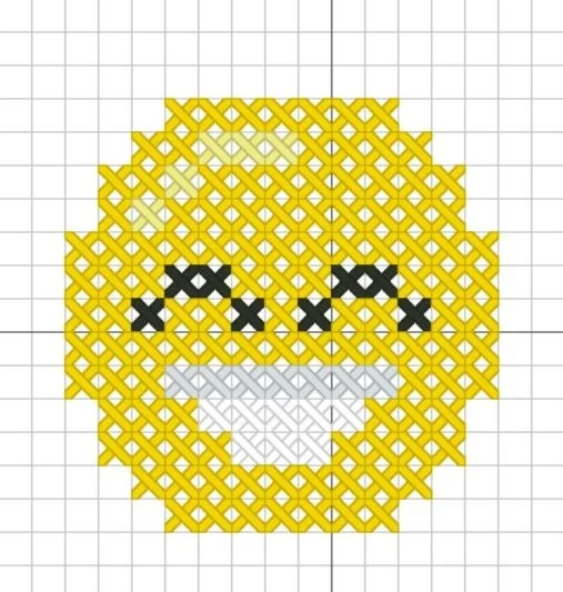 Free cross stitch pattern for beginners Smiley - My, Embroidery, Cross-stitch, Author's scheme, For beginners, Needlework, Needlework without process, Hobby, Creation