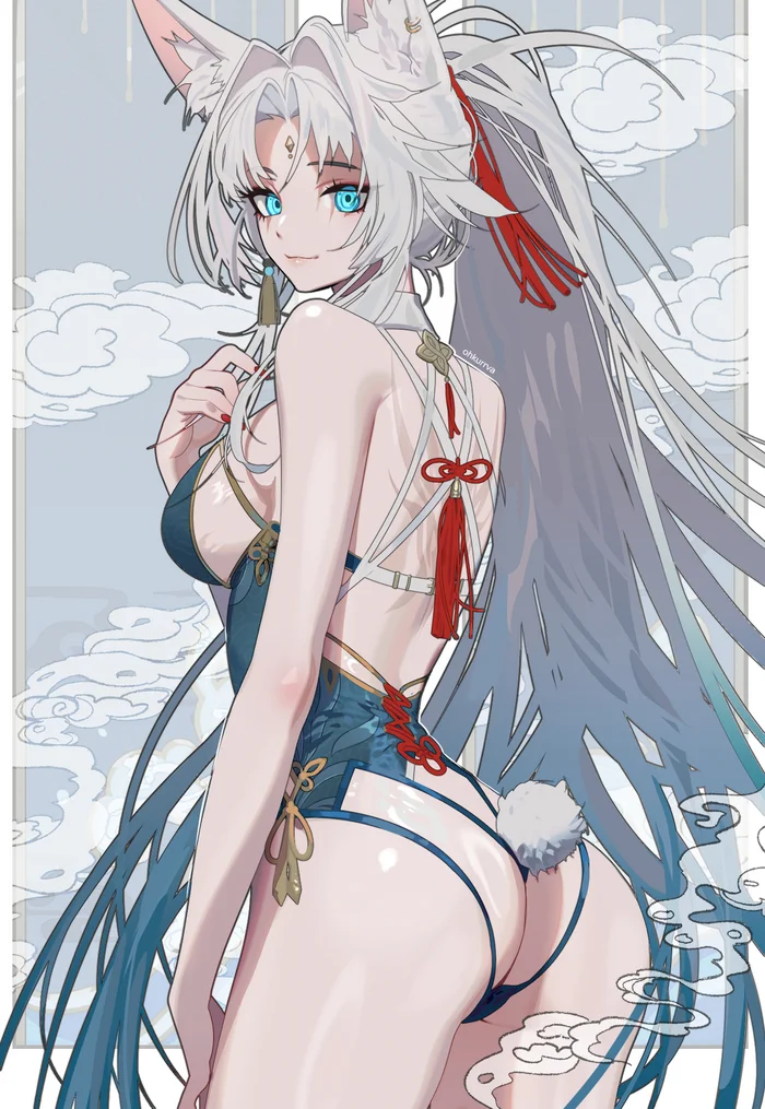 Feixiao #001 - Аниме, Anime Art, Honkai: Star Rail, Feixiao (Honkai: Star Rail), Длинные волосы, Animal Ears, Девушки, Bodysuit, Пирсинг