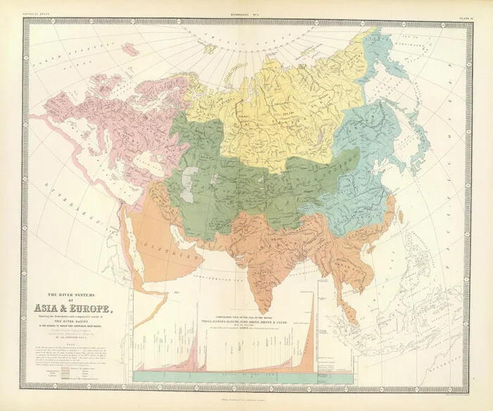 Maps of the river systems of Eurasia, 1856 - Cards, River, Eurasia