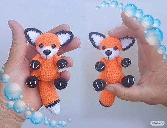 Mini foxes - My, Knitting, Amigurumi, Needlework without process, Knitted toys, Crochet