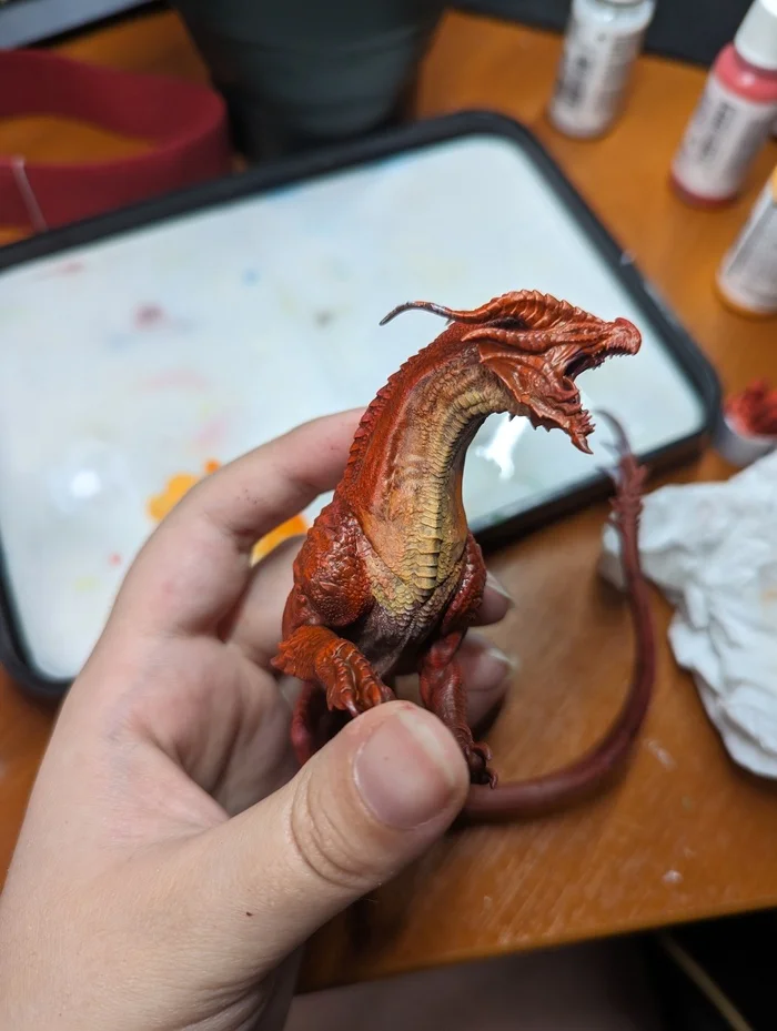 Red Dragon Drake (Pokras) - My, 3D печать, Painting miniatures, Painting, Miniature, Painting, 3D printer, Figurines, Craft, Handmade, Modeling, Needlework with process, Longpost