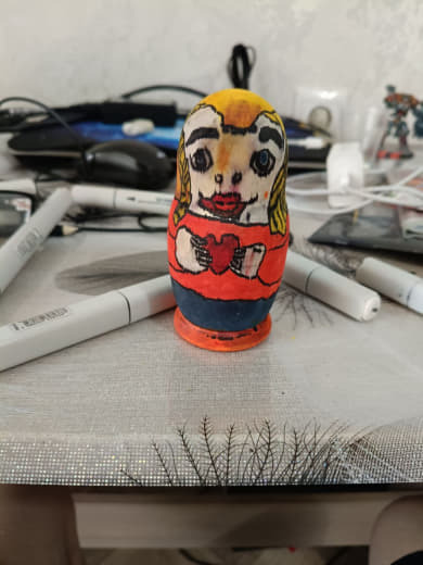 How I painted nesting dolls... - My, Creation, Matryoshka, Painting, With your own hands, Wood products, Longpost, Needlework with process