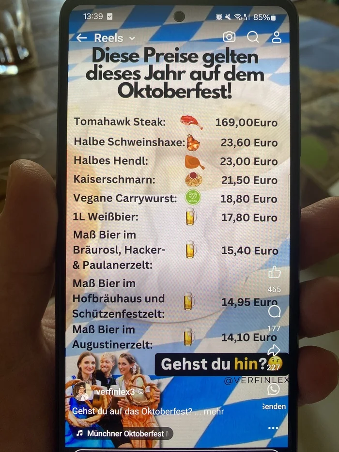 Prices for the upcoming Oktoberfest in Munich...there's nothing to say - Bayern Munich, Oktoberfest