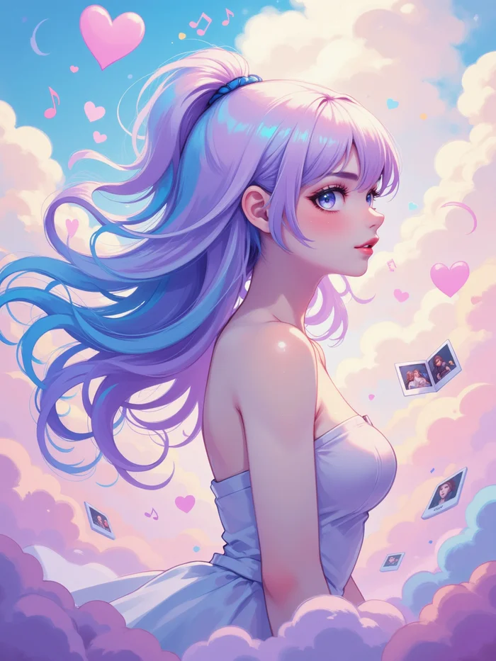 Neurotyanki #28 - My, Anime, Anime art, Neural network art, Flux, Original character, Нейронные сети, Stable diffusion, Colorful hair, Longpost