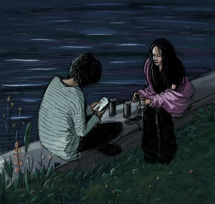 Meeting - My, Drawing, Art, Illustrations, Romance, Evening