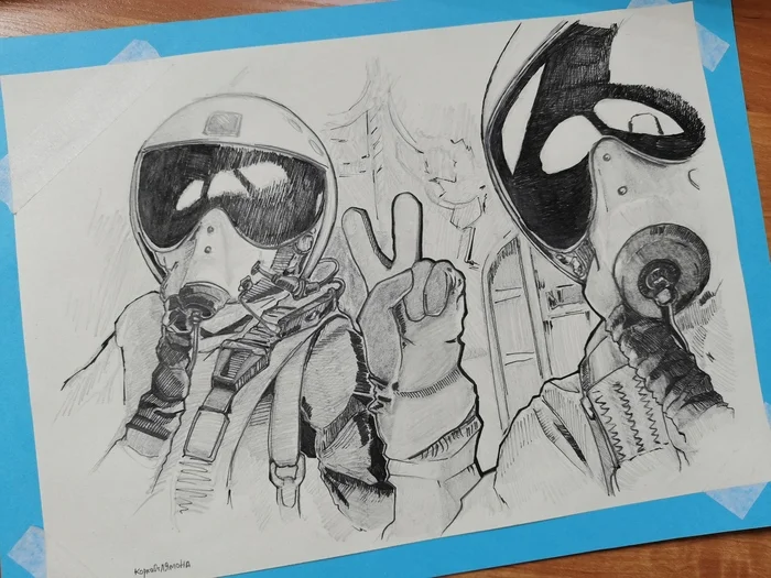 Pilots - Drawing, Digital drawing, Pencil drawing, Pilots, Video, Longpost