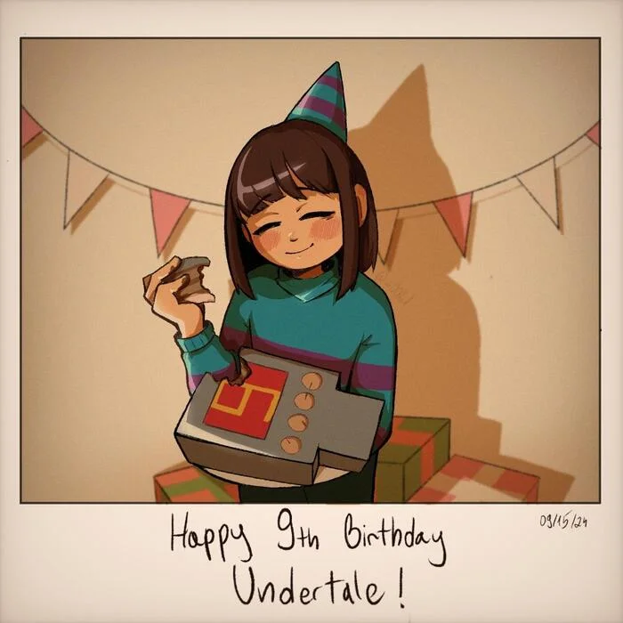 Collection of art in honor of the ninth anniversary of the game Undertale - Undertale, Art, Alltogether, Games, Frisk, Chara, Asriel, Toriel, Asgore, Papyrus, Sans, Undyne, Alphys, W D Gaster, Muffet, Mettaton, Napstablook, Monster Kid, Longpost, Video, Reddit (link)