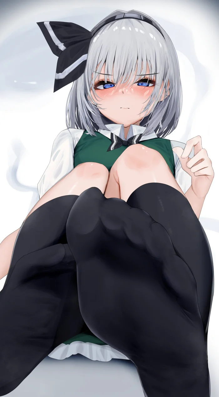 High culture - Touhou, Konpaku Youmu, Art, Anime art, Anime, 258n, Stockings, Foot fetish, Feet