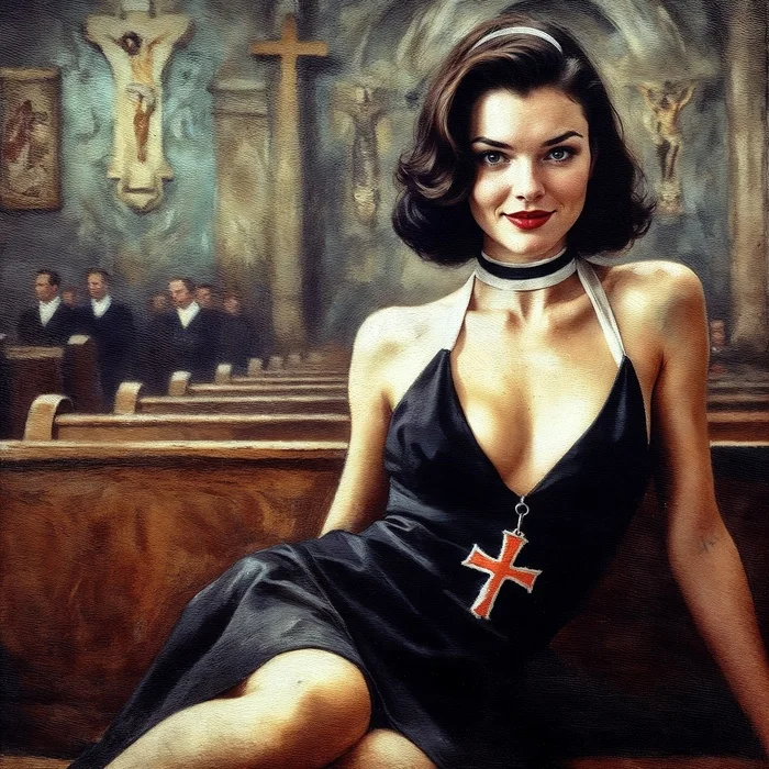 Not a holy church - Neural network art, Illustrations, Art, Lady, Dall-e, Longpost