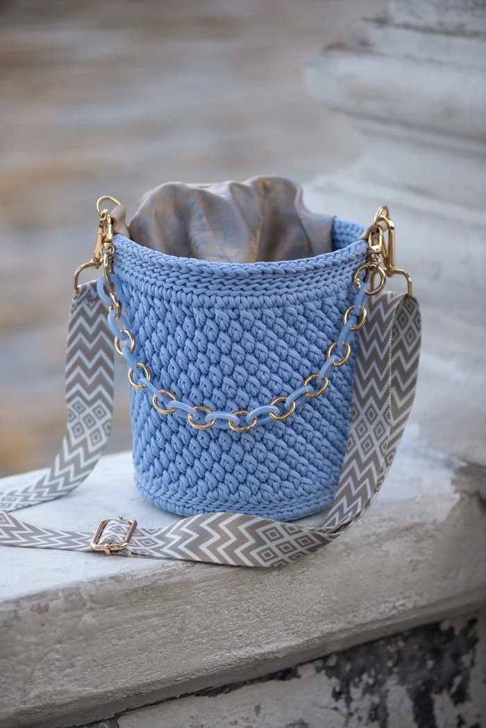 Bucket Bag Made of Cord - My, Needlework without process, With your own hands, Crochet, Сумка, Bucket, Longpost