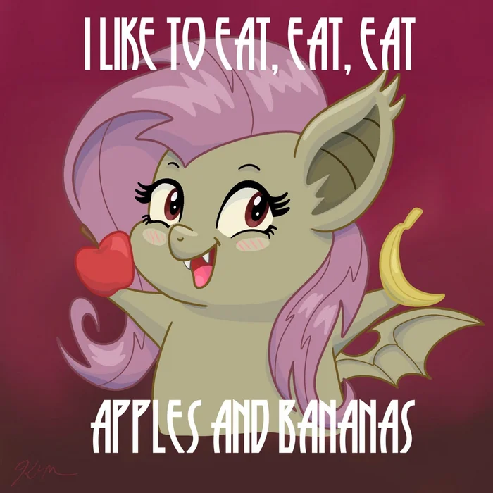 Люблю я есть, есть, есть яблочки и бананы! - My Little Pony, Fluttershy, Flutterbat