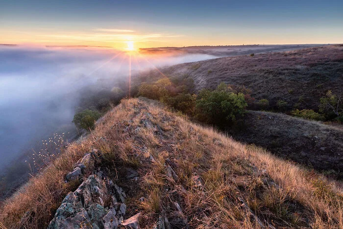 Fog is fierce - My, Fog, The hills, Rostov region, Sunrise, dawn, Landscape, The photo