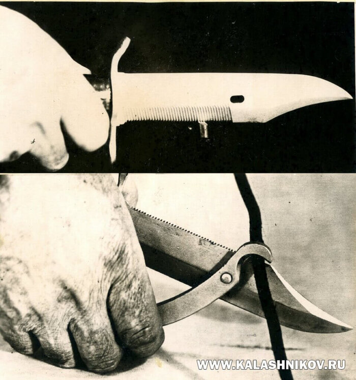 Фото из отчёта об испытаниях ножа для морских разведчиков конструкции Тодорова. Фото ВИМАИВиВС