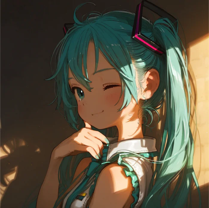 Cute Miku - Hatsune Miku, Vocaloid, Anime art, Vocaloid Art, Neural network art, Longpost