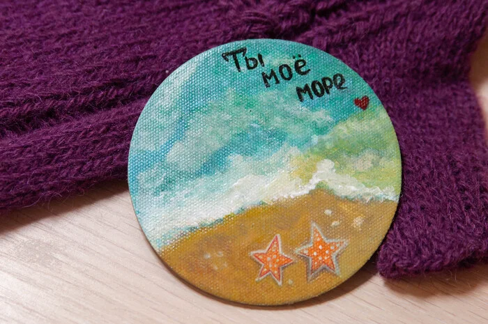 I draw romantic magnets with marine motifs - My, Magnets, Decor, Acrylic, Painting, Author's painting, Canvas, Paints, Romance, Sea, Needlework without process, Painting, Handmade