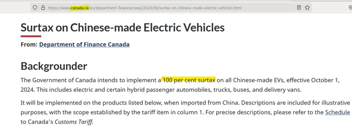 Response to the post China is undermining competition - USA, Economy, American Lies, Canada, Reply to post, news, Screenshot, Tax, Chinese cars