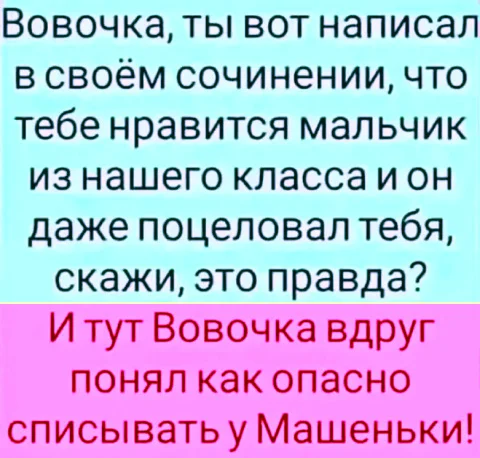 Анекдот - Анекдот, Юмор, Скриншот, Картинка с текстом, Вовочка, Списывание, Зашакалено