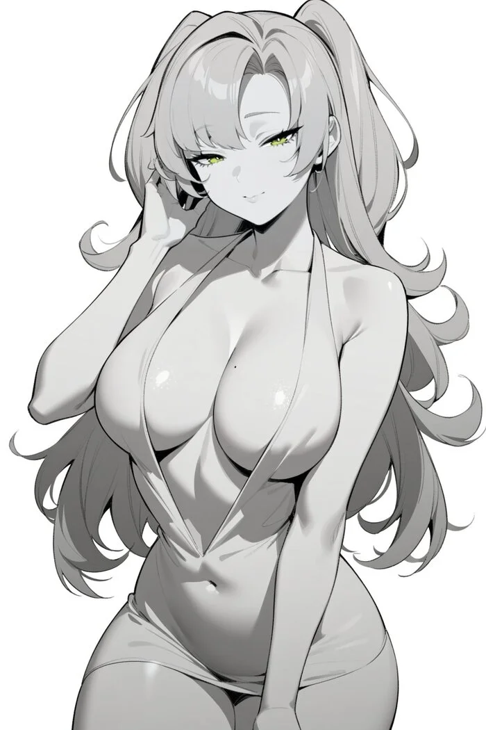 Nicole - Anime, Anime art, Nicole Demara (zzz), Zenless Zone Zero, Monochrome, Girls, Neural network art