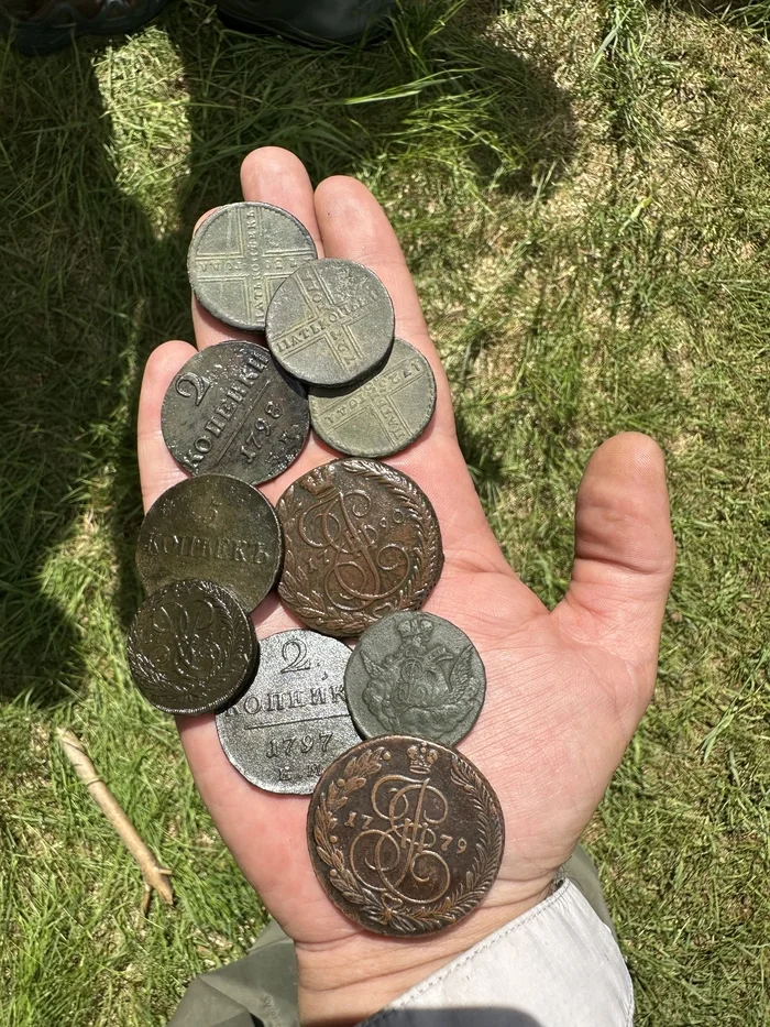 When you hit a virgin sand field 2 - My, Metal detector, Treasure hunt, Coin, Five kopecks, Copper Coins, Numismatics, Black diggers