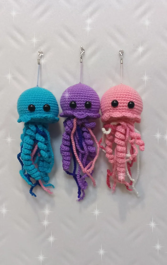 Funny jellyfish - My, Needlework without process, Crochet, Knitted toys, Knitting, Amigurumi