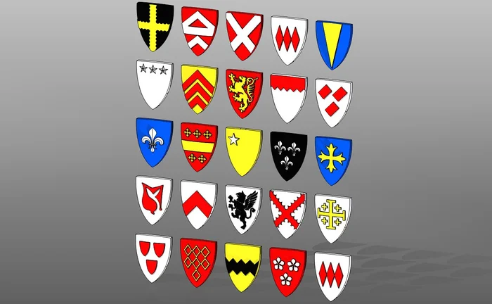 Set of shields in scale 1/72 - My, 3D modeling, 3D printer, 3D печать, Figurines, Shield, Middle Ages, Board games, Miniature