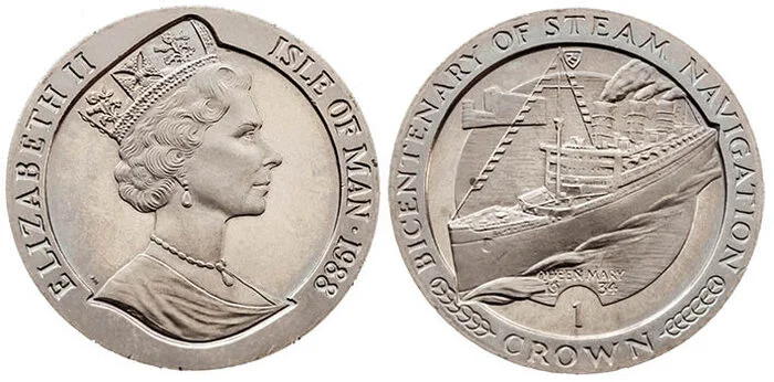 Ships on Coins. RMS Queen Mary. Isle of Man - My, Numismatics, Europe, Coin, Military history, Great Britain, Nikon, The photo, Isle of Man, Steamer, USA