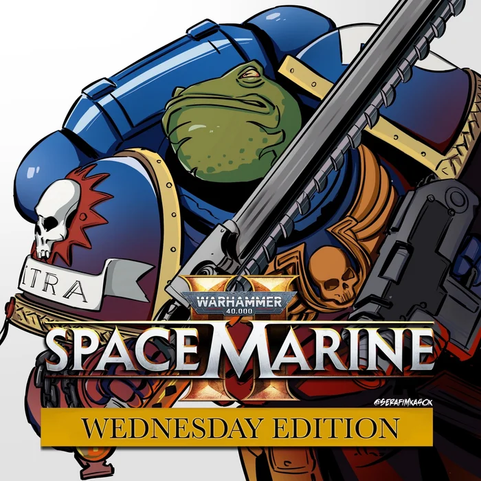 Gaming environment, guys! - Warhammer 40k, Wh humor, Wh Art, Warhammer 40k: Space Marine 2, Serafimka40k, It Is Wednesday My Dudes, Toad, Frogs, Adeptus Astartes, Ultramarines, Computer games