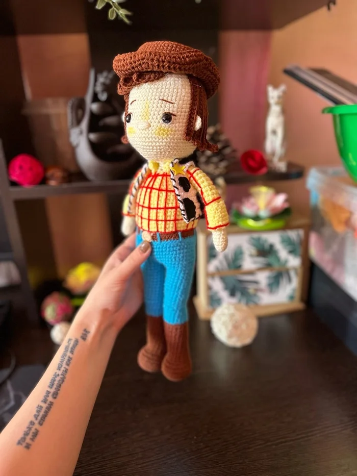 Voodoo Toy Story - My, Needlework without process, Crochet, With your own hands, Knitting, Amigurumi, Toys, Sheriff Woody, Author's toy, Knitted toys, Longpost