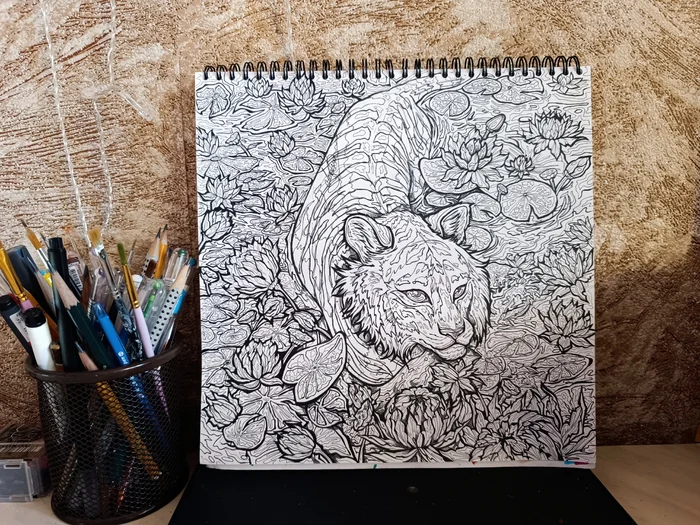 I'm drawing my own coloring book - My, Drawing, Painting, Liner, Artist, Handmade, Anti-stress coloring page, Coloring, Creation, Creative people, Longpost