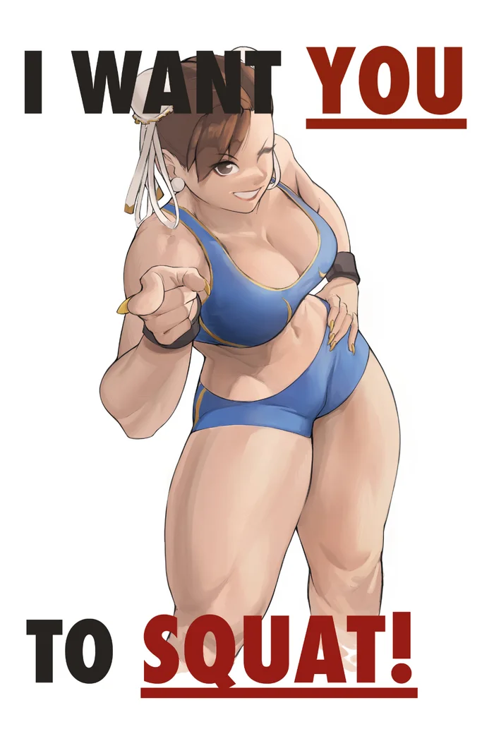 I want you to do squats. - Muscleart, Strong girl, Art, Sports girls, Chun-Li, Street fighter, Muscle, Anime art, Zukululuu