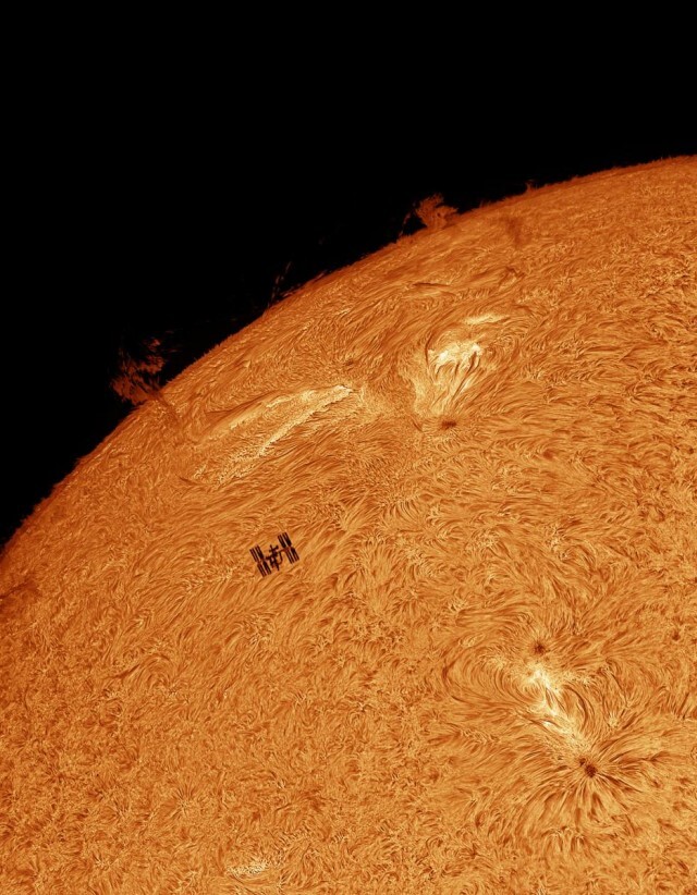 ISS against the sun - ISS, Space, Astronomy