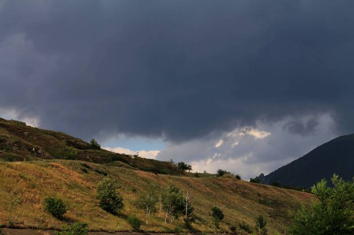 The story of one thunderstorm - My, The photo, Nature, Landscape, Thunderstorm, Rainbow, The mountains, Natural phenomena, Longpost