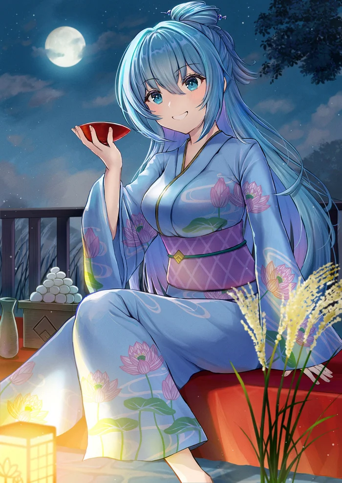 Divine sake - Anime, Anime art, Konosuba, Aqua, Yukata, Sake