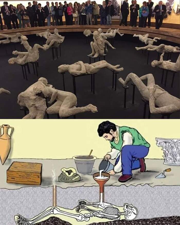 Exhibition of bodies of those killed in the volcanic eruption - Ancient Rome, Pompeii, Volcano, The Roman Empire, Exhibition, Museum, Art, Installation