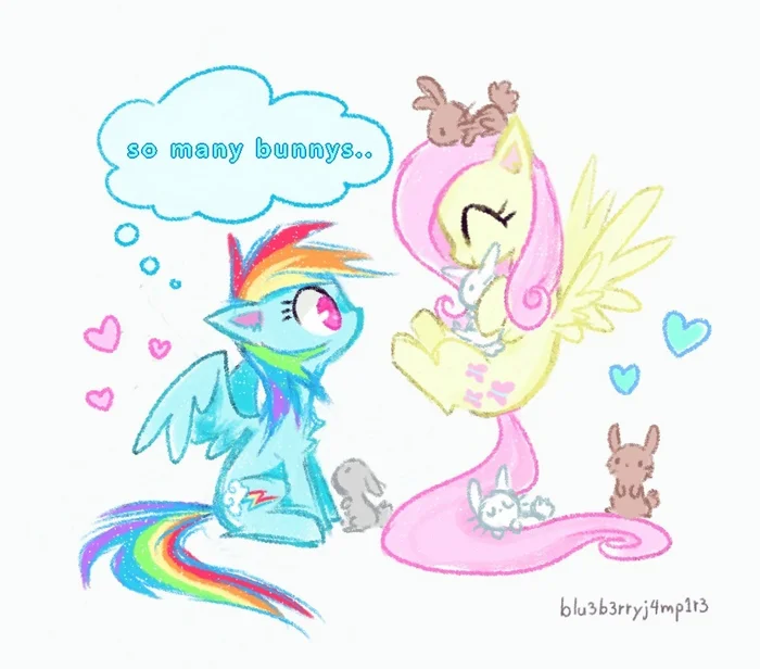 So many rabbits... - My little pony, Fluttershy, Rainbow dash