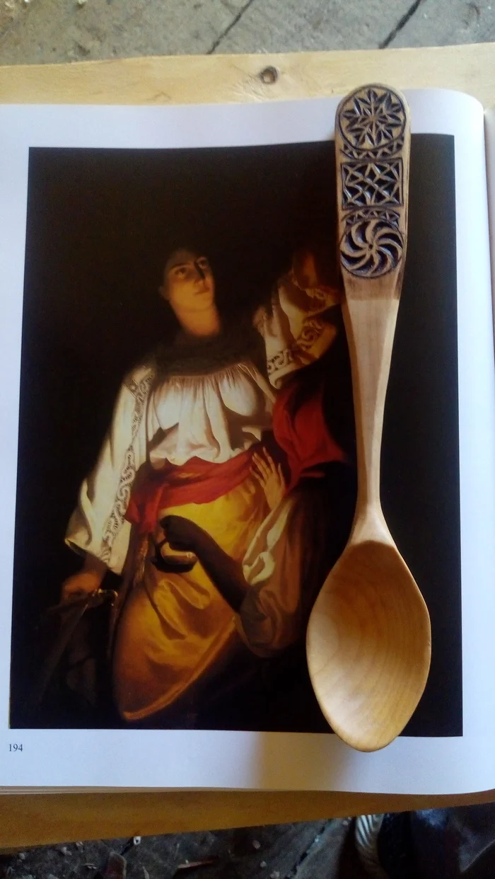 Large ash spoon - My, Wood carving, Wooden spoon, A spoon, Needlework without process, Handmade