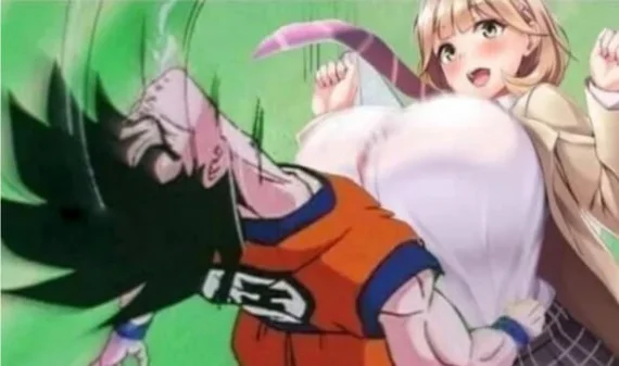 Slavic boob strike! - NSFW, Anime, Anime memes, Dragon ball, Son goku, Boobs