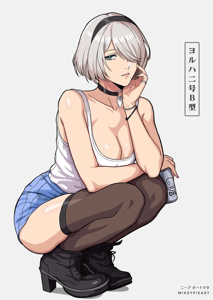 Beautiful 2B - Art, Anime, Anime art, NIER Automata, Yorha unit No 2 type B, Choker